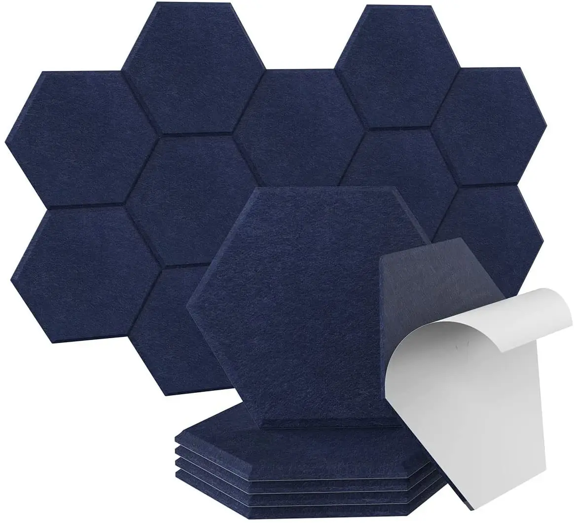 Hexagon Acoustic Panels Art Decor Sound Proof Padding Sound Dampening Panel Acoustic Foam Wall Tiles
