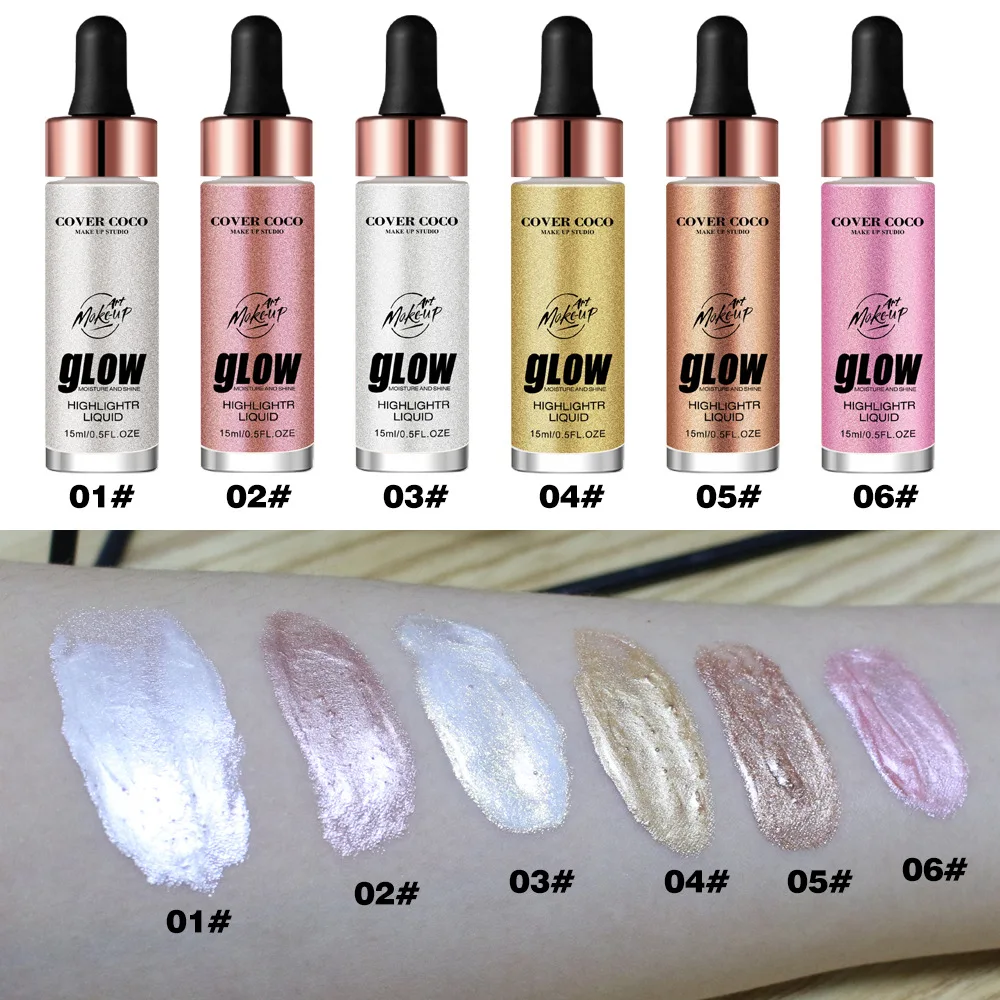 Хайлайтер 6 видов цветов оптовая продажа высокое качество частный ярлык для нанесения хайлайтера, Длительное Действие, блеск Чистка для лица и тела, жидкое косметическое средство