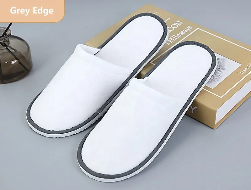 High Quality Hotel disposable anti-slip thick sole plush slippers for men women