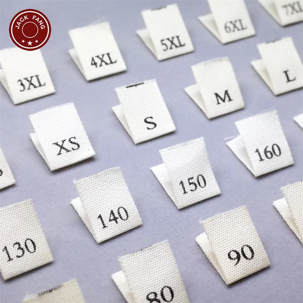 Custom Your Own Logo Neck Clothes Bag Hat T-Shirt Apparel Cotton Satin Fabric Printed Size Labels For Clothes