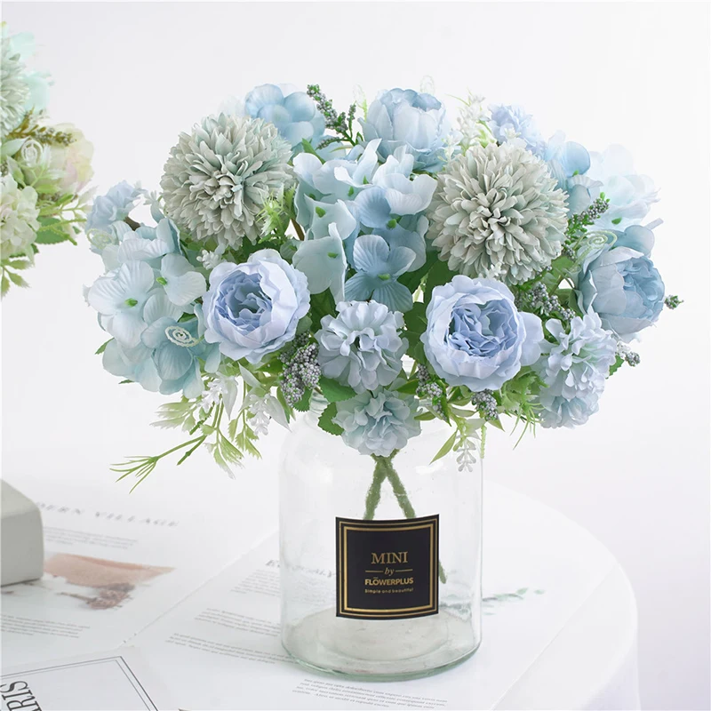 Peony Artificial Flowers For Home Decor 9 Heads Hydrangea Wedding Decorative Fake Flower High Quality Cheap