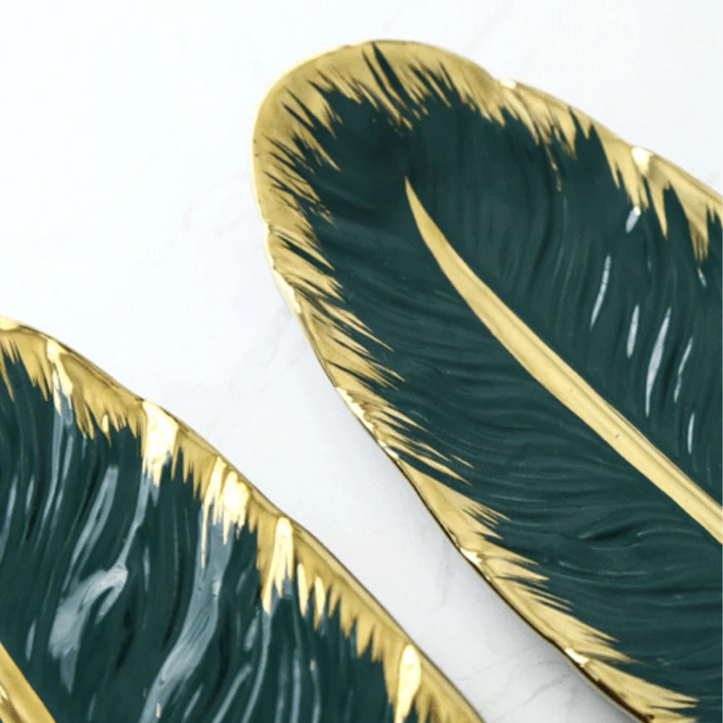 
European-style ceramic tableware creative banana leaf plate snack plate storage tray storage plate 