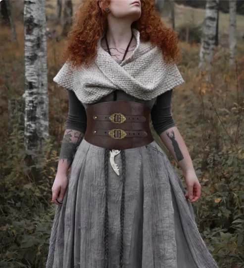 Viking Knight Belt Retro Style Cosplay Prop PU Leather Armor Belt Game Party Rivet Dark Brown Medieval Belt