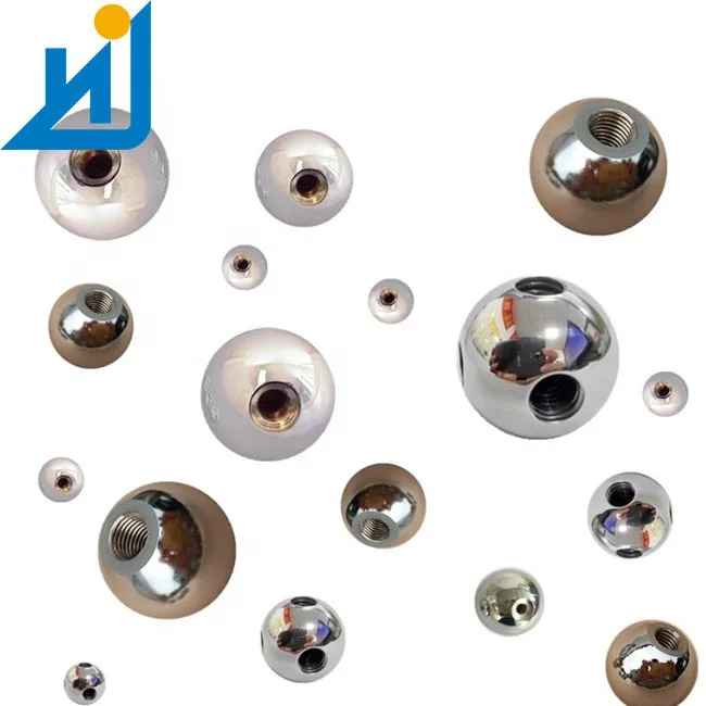 China manufacturer different size drilled Zin Plated steel balls with hole Threaded Steel Balls 20mm M4 M5 M6