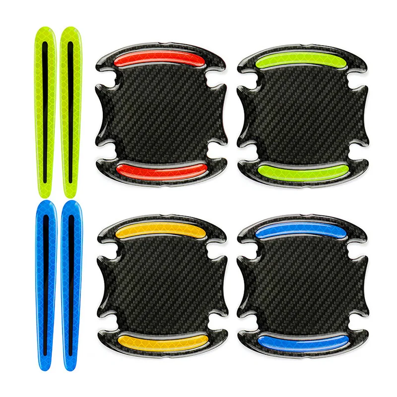 Hot Sell Universal Car Door Handle Bowl Scratch Sticker Protector Cover Carbon Fiber Reflective Stickers