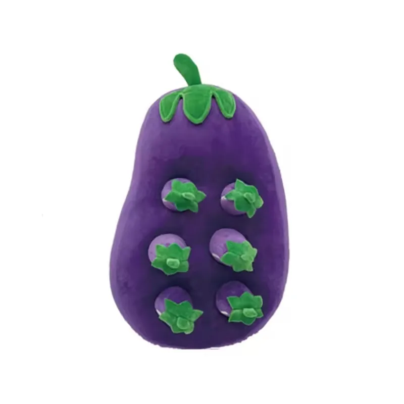 Joying Wholesale Lovely Creative Cartoon Eggplant Dog Plush Toy Sniffing Vegetables Hide And Seek Interactive Dog Puzzle Toys