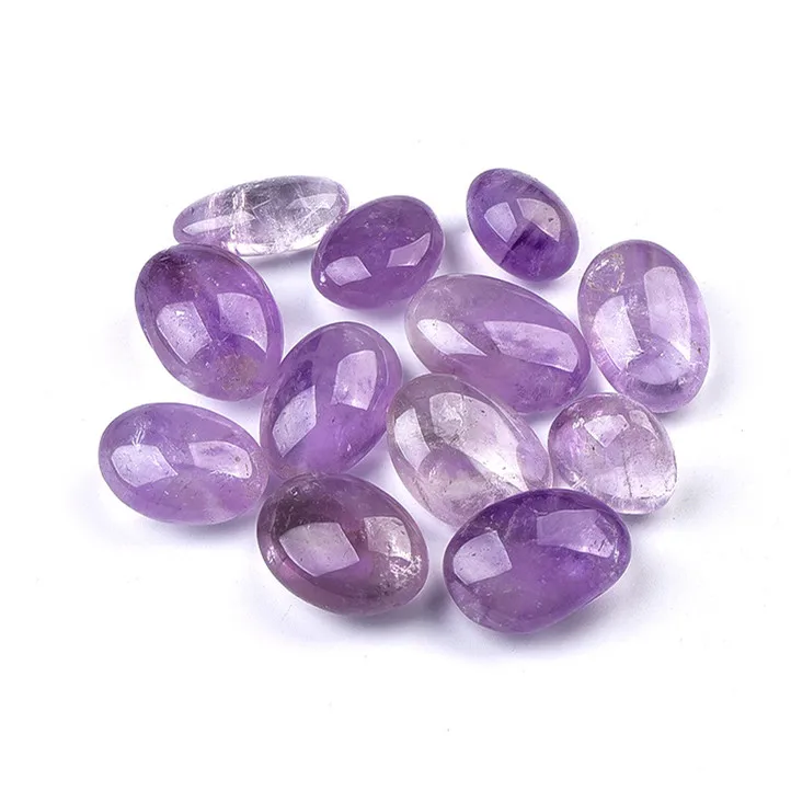 Customized Size Polished Egg Natural Light Violet Degaussing Amethyst Gravel Tumbled Stones for Decoration DIY Scented Stone