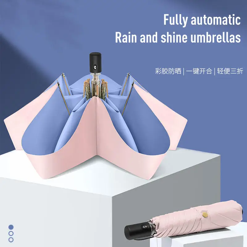 Japanese Dual-Purpose Business Umbrella Light Automatic Sunscreen with UV Protection Rain/Shine Customizable Logo Printing