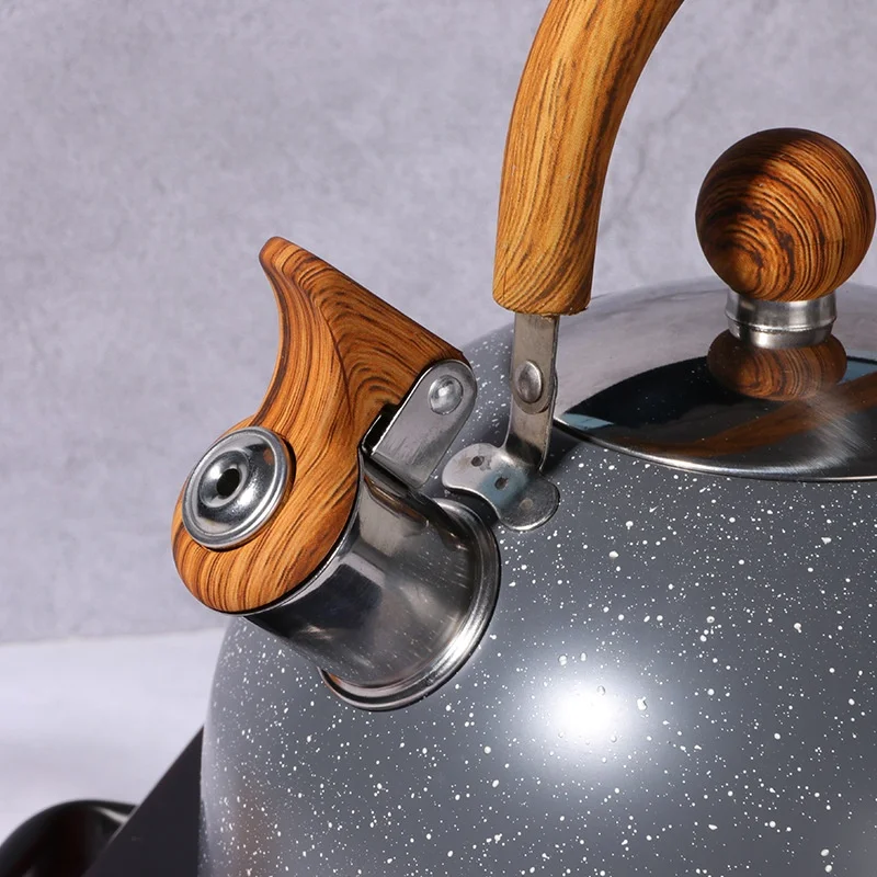 Hot Sales 2.5L Black Stainless Steel Kettle with Wood Handle for Gas and Induction Electric Cooker for Water Heating