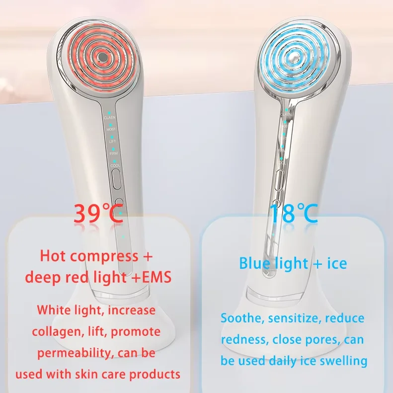 Popular Sales Cool Heat therapy Vibration Massage 5 In 1 RF Face Beauty Equipment High Frequency Skin Tightening Machine Device