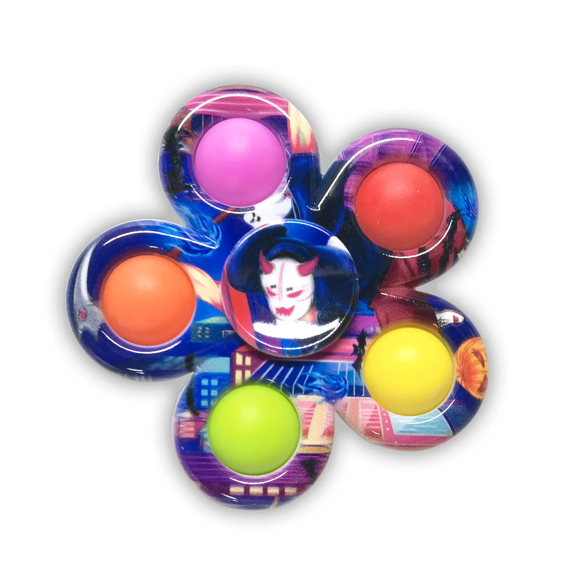 Push Pop Up Fidget Spinner Tie Dye Simple Dimple Fidget Toys Push Bubble Fidget Popper Spinners Sensory Toy Stress Relieve