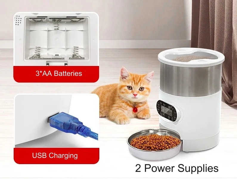 Electric smart water Dispenser 4.5L key wifi SS304 stainless steel automatic pet food Feeder for cats dogs TUYA APP