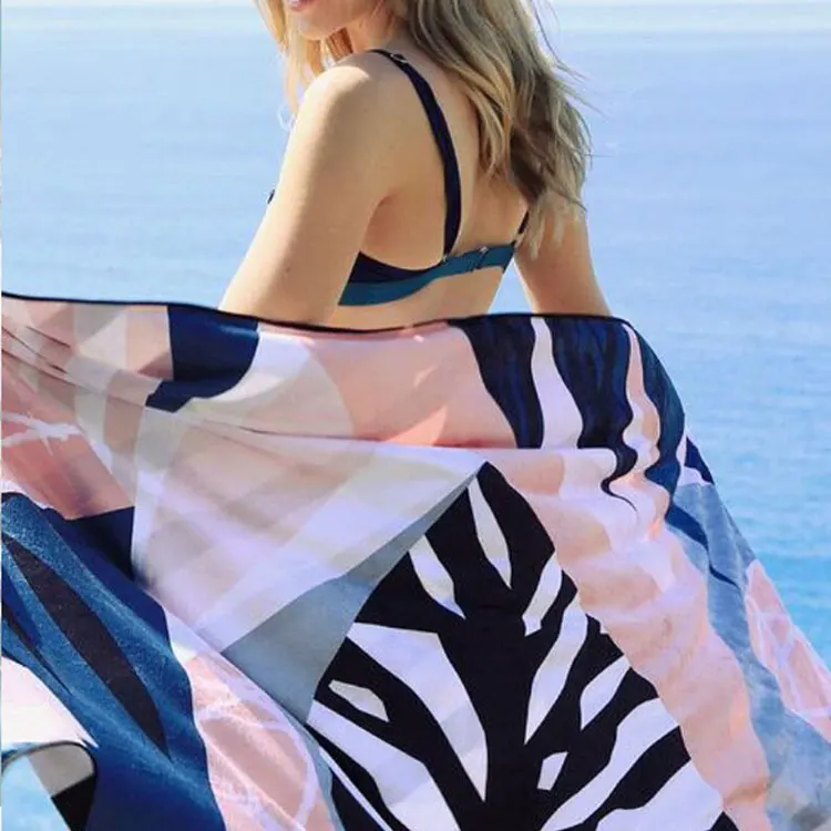 Soft custom print quick drying microfiber lightweight travel summer adults micro fiber beach sand free beach towel