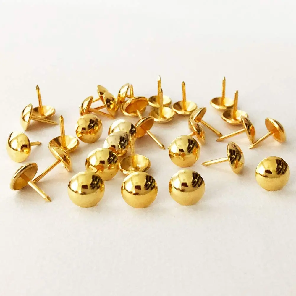 Sofa Upholstery Tacks Wooden Furniture Decorative Tacks Hobnail Thumb Nails Home DIY Upholstery Nails (Gold)