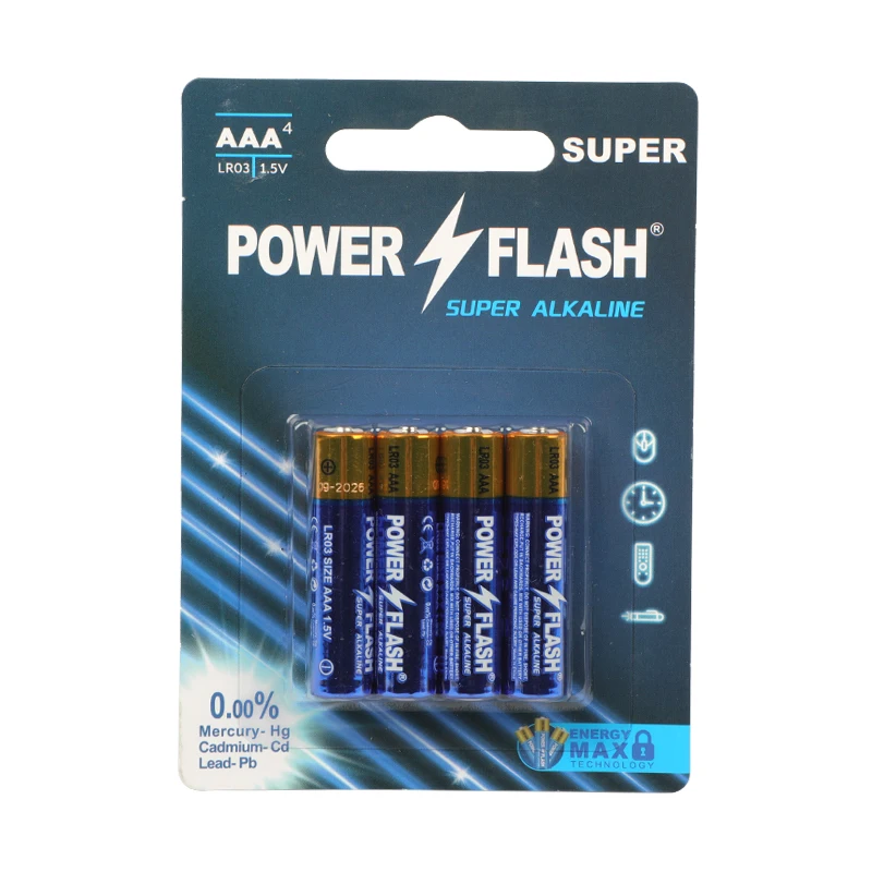 Power Flash Disposable Energy-Saving AAA LR03 AM4 1.5v Alkaline Battery
