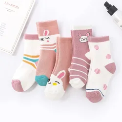 Зимние Детские Школьные носки с забавным рисунком для девочек, свободные мягкие носки для пола, Мультяшные толстые махровые теплые детские носки