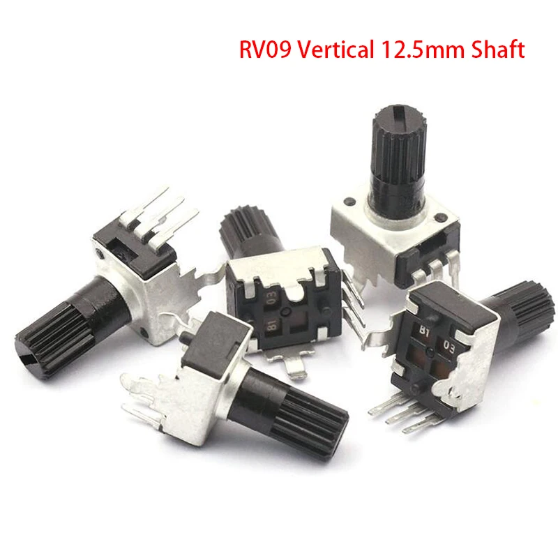 10pcs RV09 Vertical 12.5mm Shaft 1k 2k 5k 10k 20k 50k 100k 0932 Adjustable Resistor 9 Type 3pin Seal PotentiometerLvchi