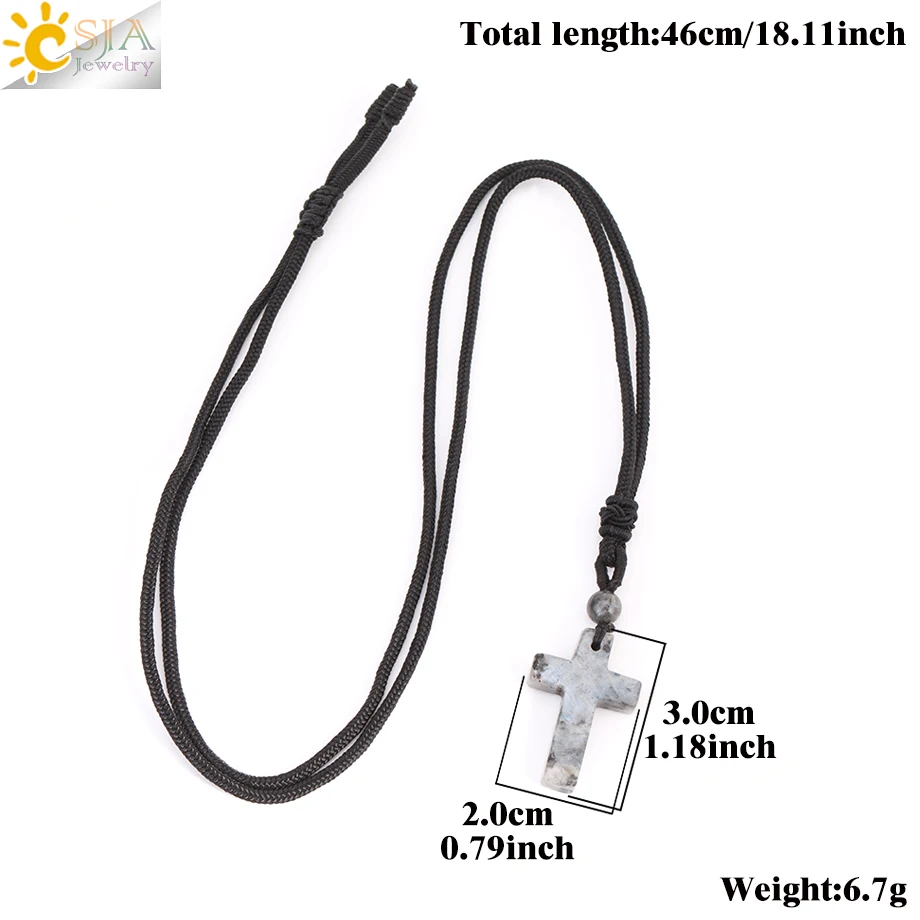 CSJA Hot Energy Reiki Healing Crystal Tiger Eye Amethysts Natural Stone Cross Pendant Amulet Necklace Jewelry for Men Women H254