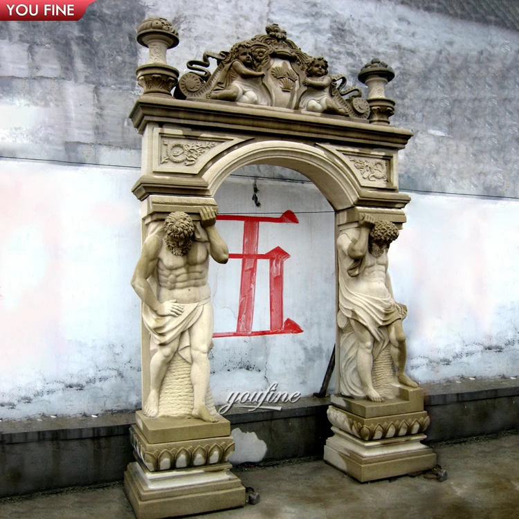 Custom European Luxurious Big White Marble Door Frame Statue Column Surround