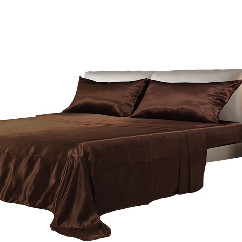Silky Smooth Satin Sheet Set 4Piece/Satin Fitted Sheet, Flat Sheet, 2 Satin Pillowcase