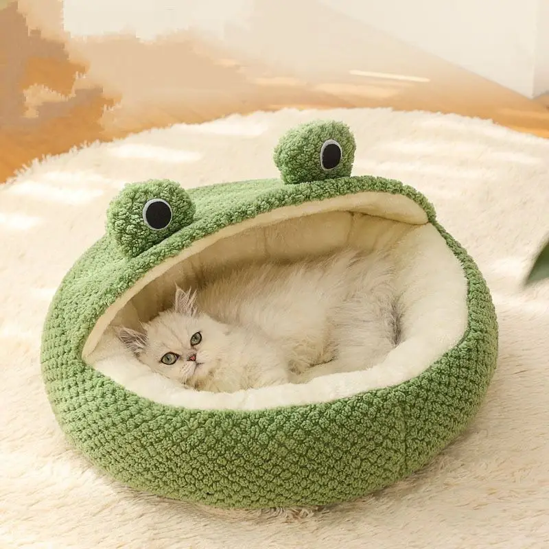 Kingtale High quality cartoon frog Comfortable and removable plush cat  Dog bed Pet Bed