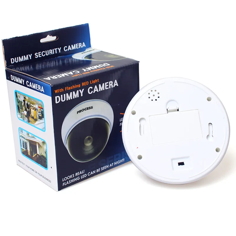 Dummy Dome Camera with Warning Flashing Red LED Light Outdoor Waterproof Security Dummy Camera