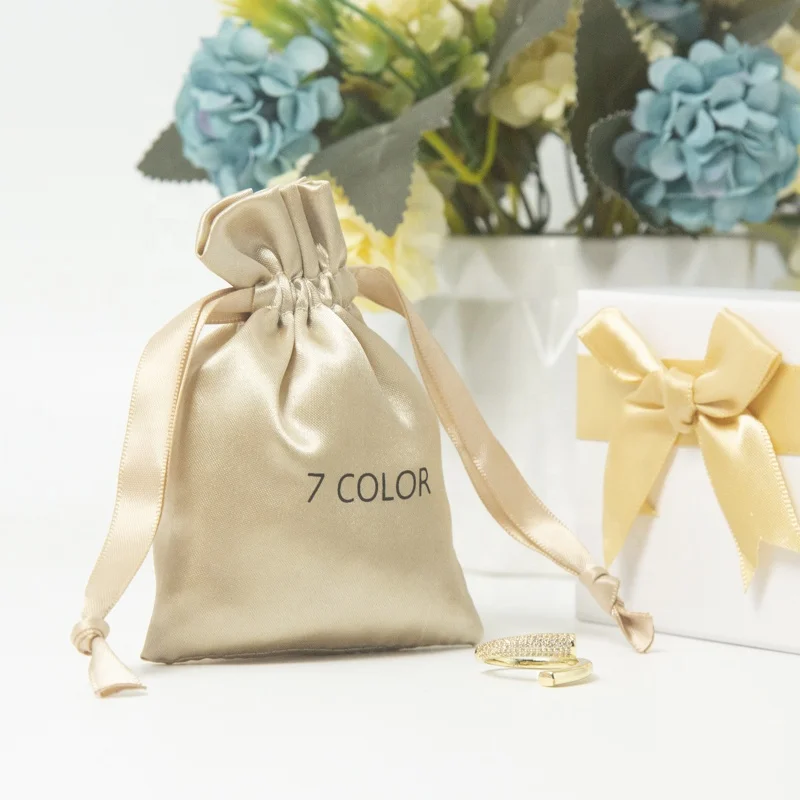 Custom Logo Reusable High End Satin Silk Jewelry Bag Small Satin Pouch Bags