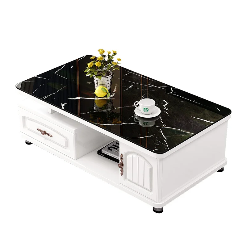 Cabinet Body Teak Light Walnut Color Custom Panel Glass White Cofee table