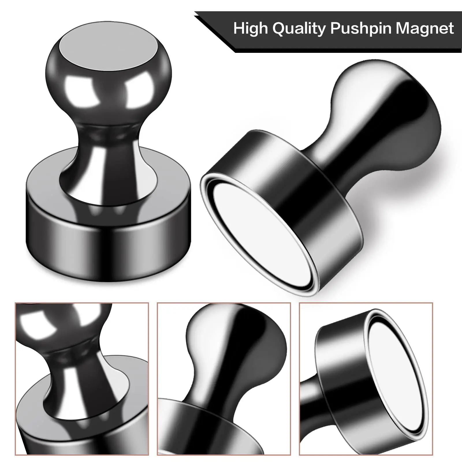 Heavy Duty Rose Gold Brushed Nickel Whiteboard Kitchen Magnetic Push Pins Thumb Tacks Strong 3D Fridge Magnet Customised