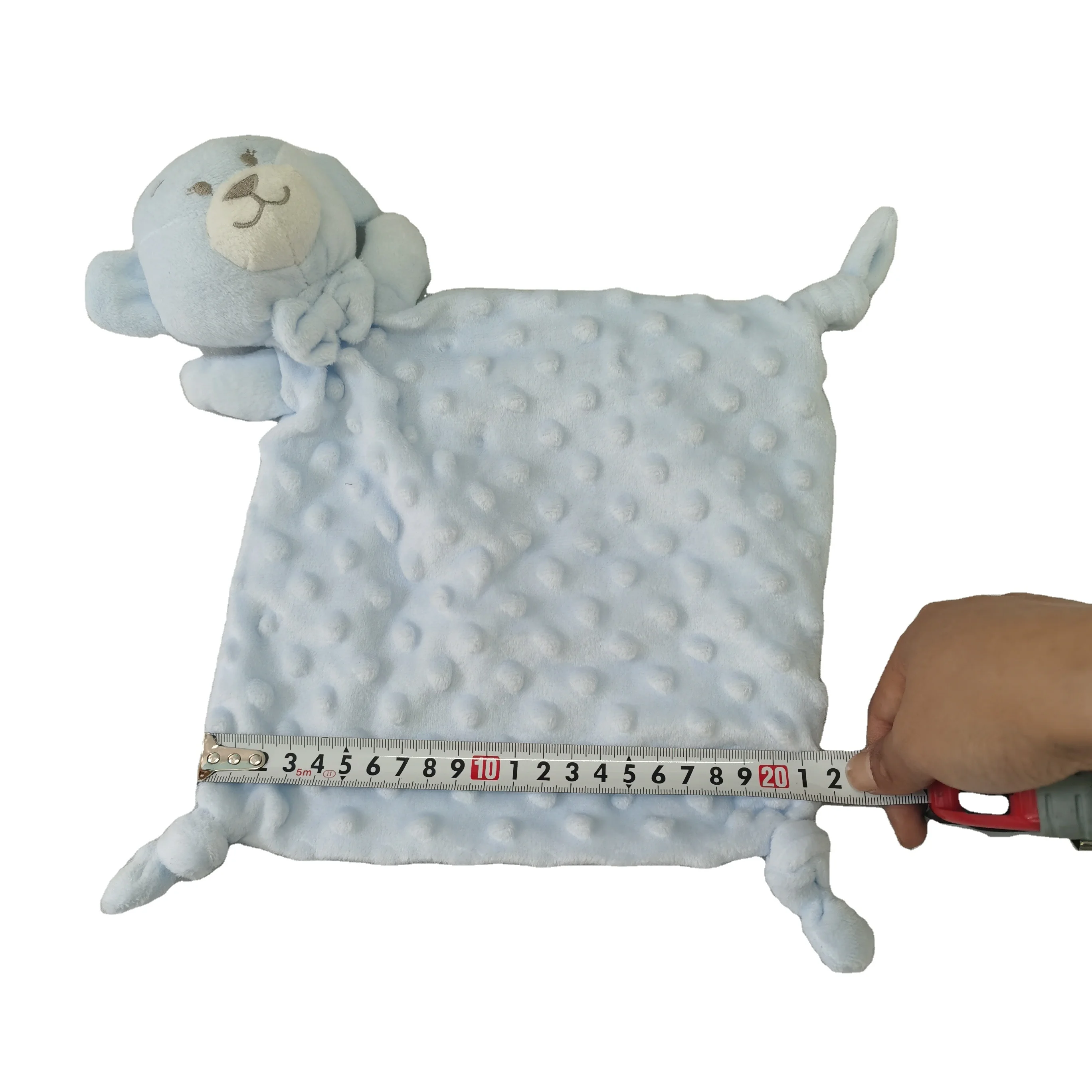 Customized Baby Security Blanket Soft Plush Stuffed Animal Head Towel Knitted Square Cartoon Pattern Hotel Use Cuddle Cloth