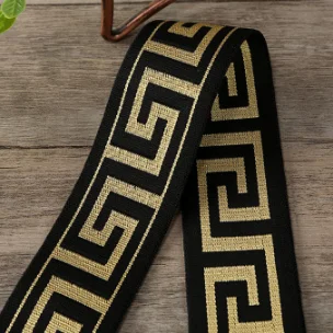 Stylish retro nylon jacquard webbing Maze jacquard elastic plain weave flat wide 40mm durable elastic band