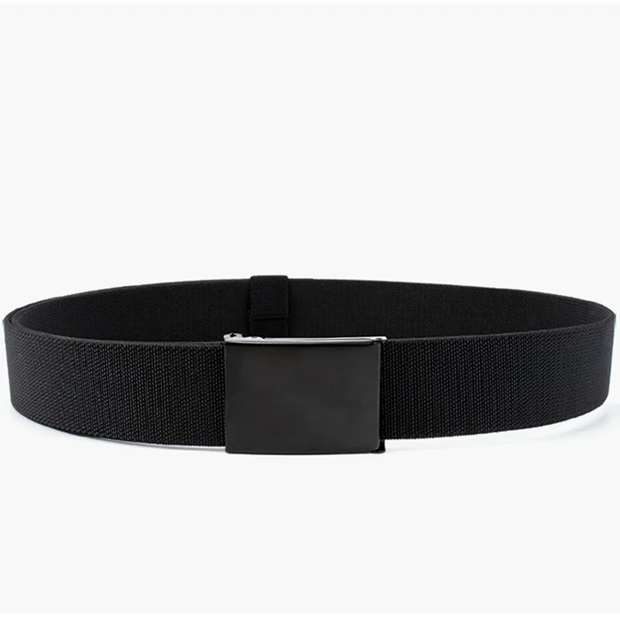 Outdoor Zinc Alloy Metal Box Buckle Durable Adjustable Stretch Belts Waist Woven Cotton Nylon Custom Canvas Fabric Belt for Men