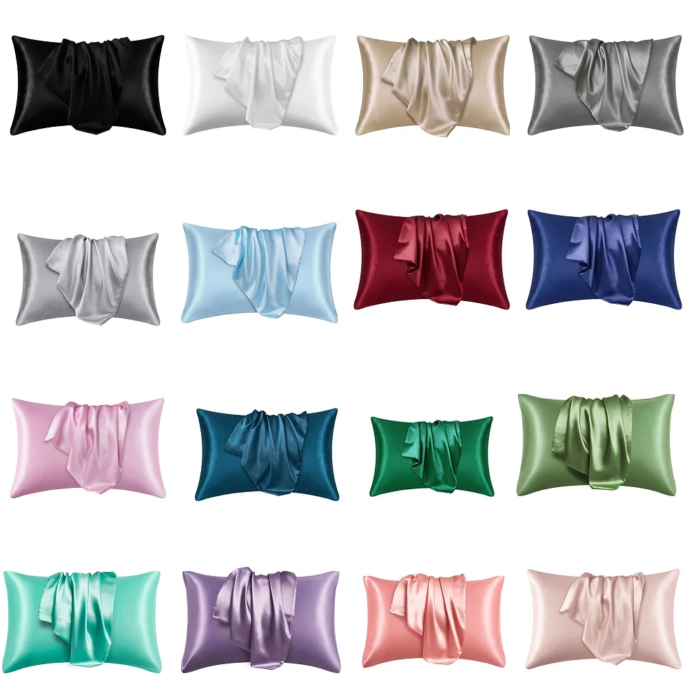 Soft Than Silk 2pc Satin Pillowcase Set Envelope Satin Pillow case Custom logo Pillow Covers for Hair and Skin