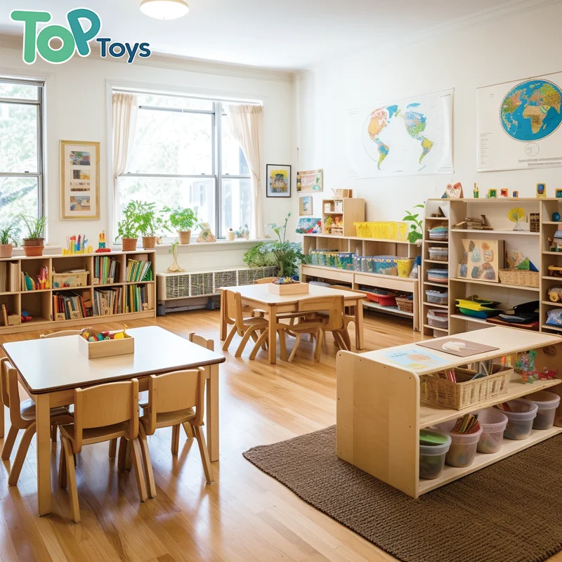 TOP Nursery School Table And Chair Furniture Sale Baby Montessori Wood Furnitures Preschool Kindergarten Desk and Chair Supplies