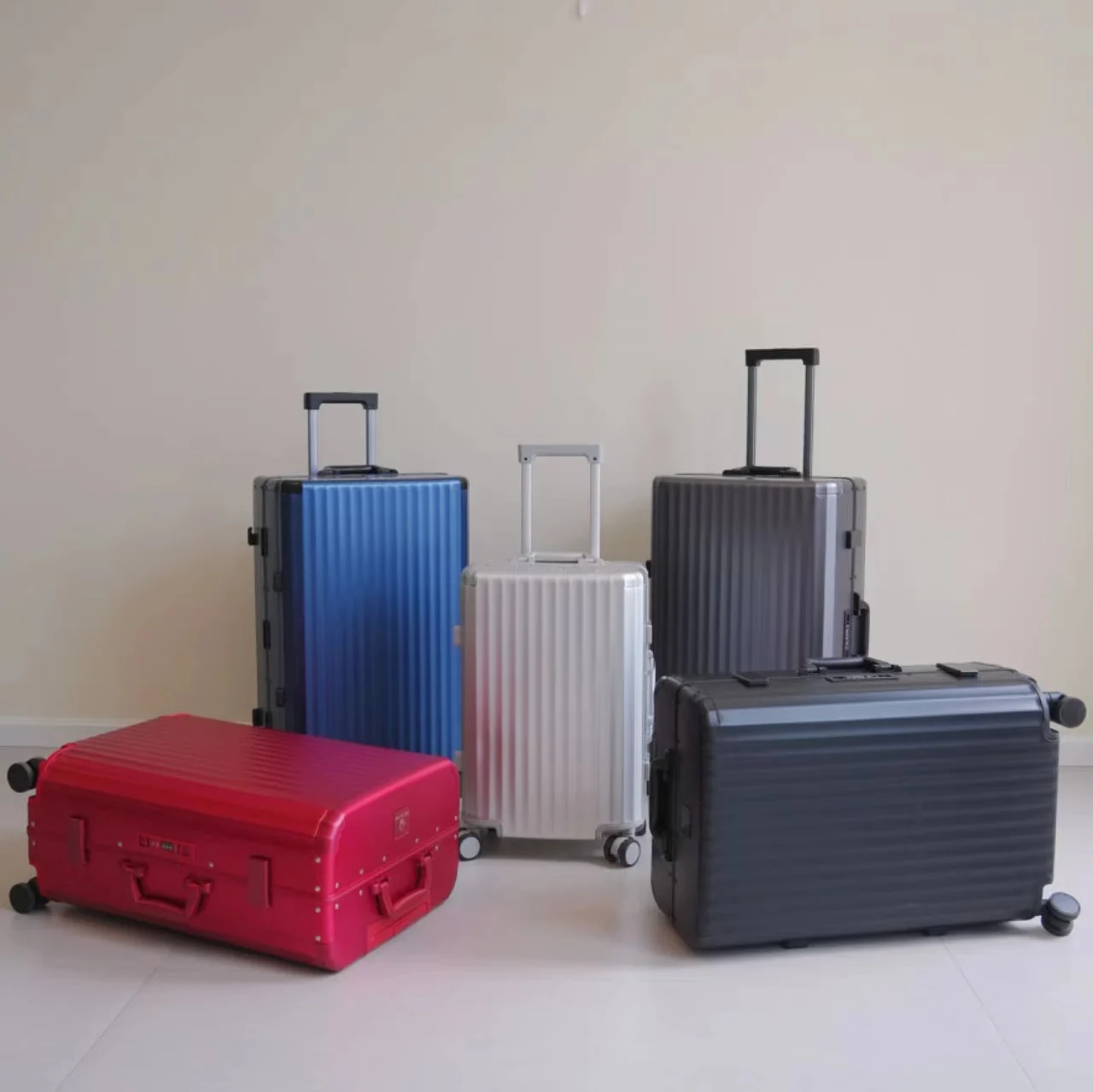 2024 Original top quality all aluminum magnesium alloy luggage lucxry trolley bag carry-ons 20 inch pure metal suitcase