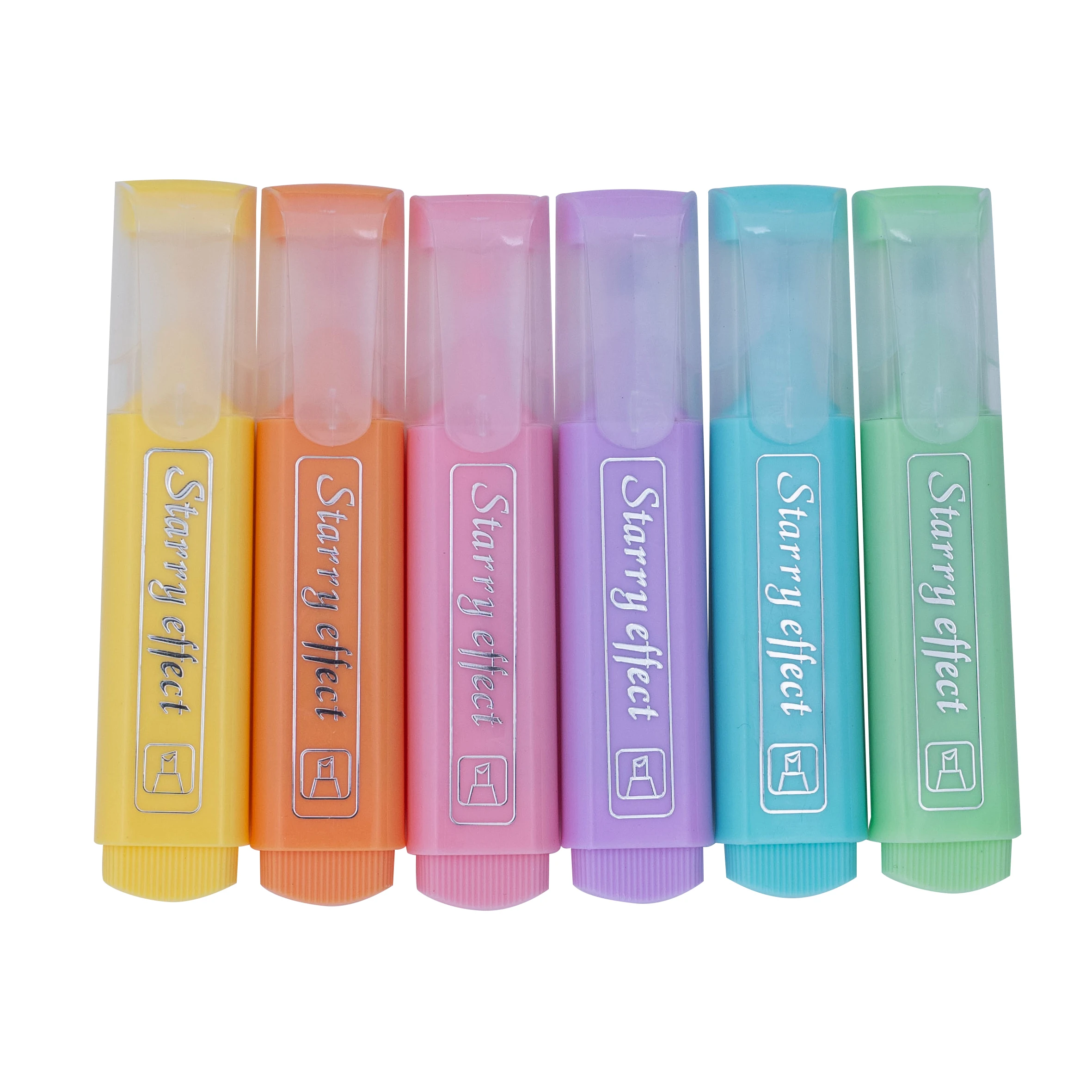 OEM/ODM acceptable supplier pastel color pen normal size highlighter marker 48pcs display stand with transparent clip