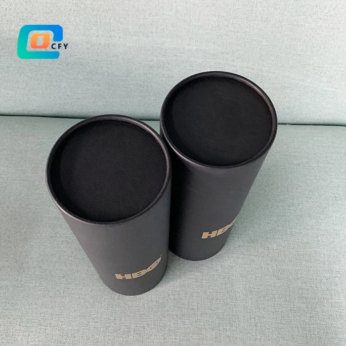 Recycled plastic free paper tubes cylinder packaging for water bottle custom tube packaging for gift Tshirt packaging tube