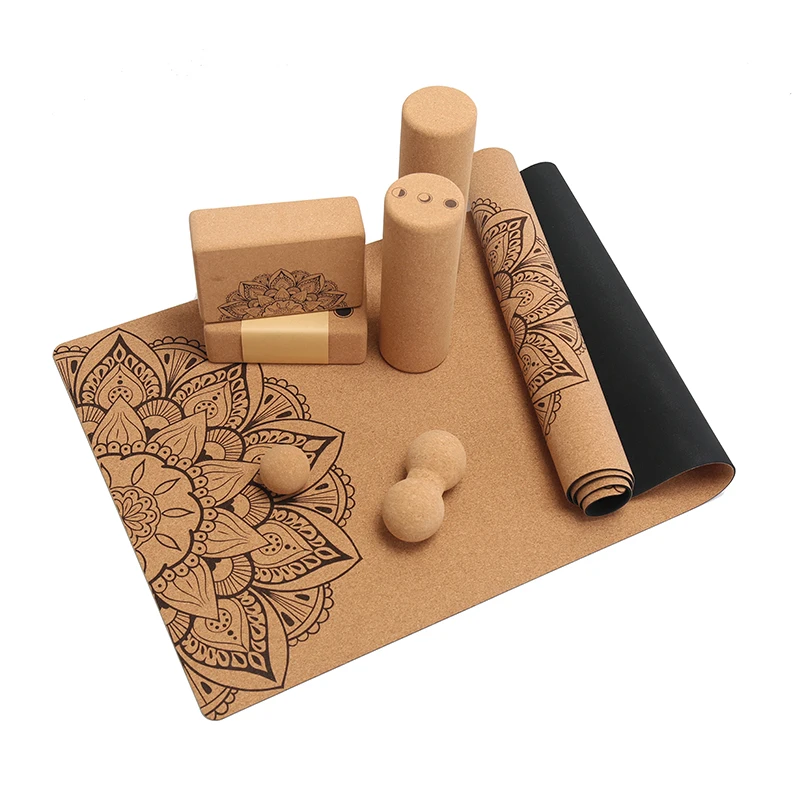 Durable Cork Yoga Mat Environmentally Friendly Recyclable Custom Logo Printed Non-slip