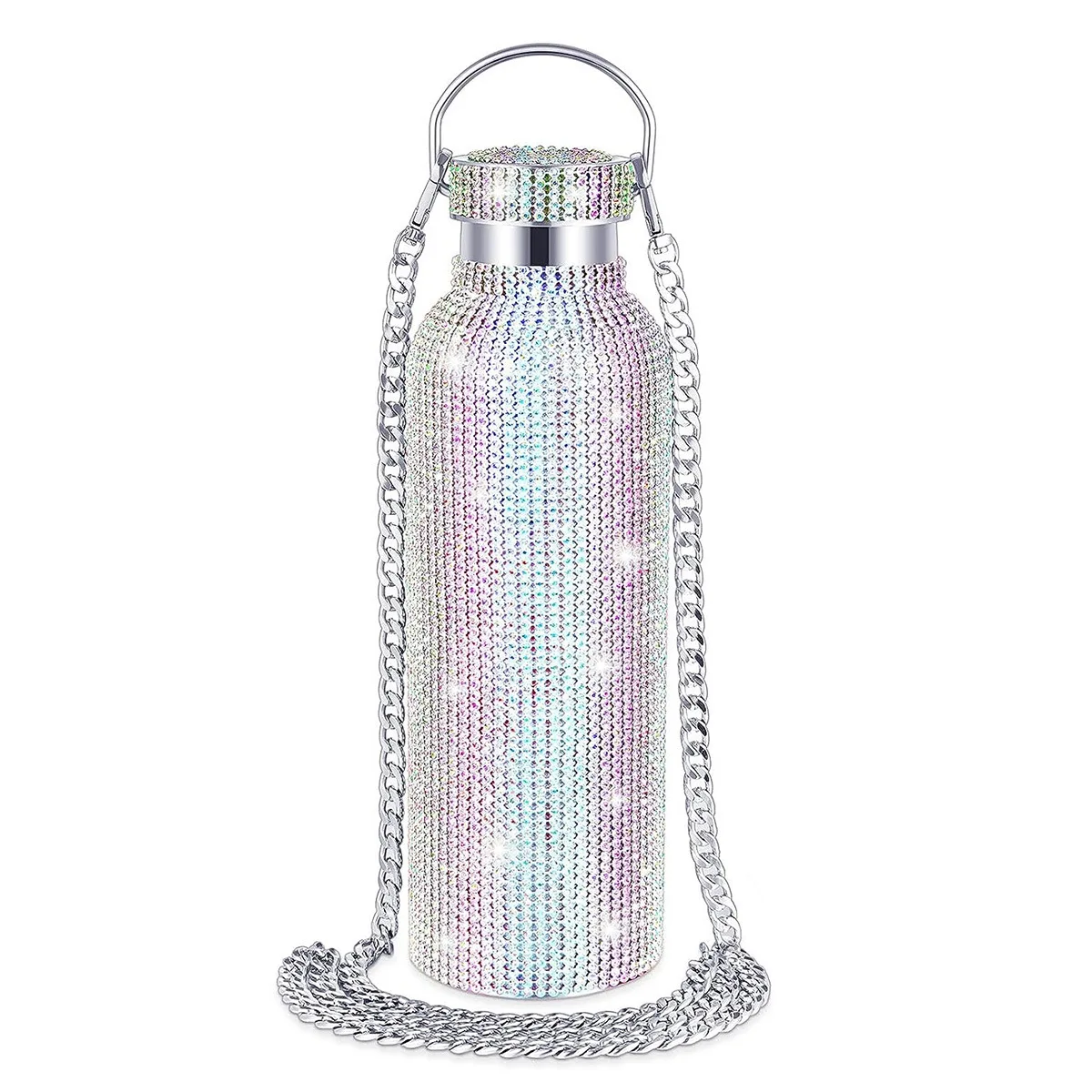 Glitter travel portable steel orange insert steelcoffee mug 750ml 25oz Stick diamonds mugs thermal mugs stainless steel 8oz