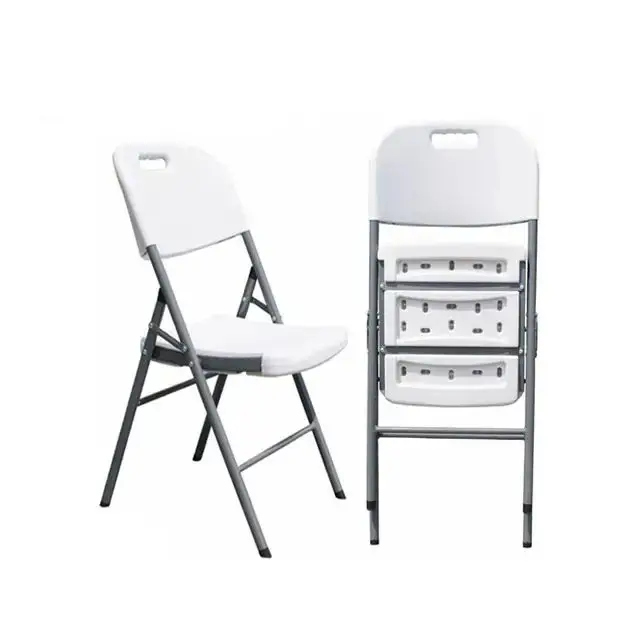Outdoor portable stackable commercial seat lightweight white plastic folding party dining chairs