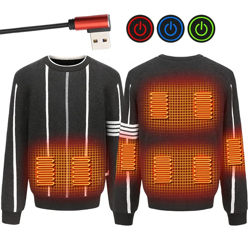 2023 New winter USB charging intelligent clothing temperature control 8 zone heated sweater outdoor heating jacket for wholesale