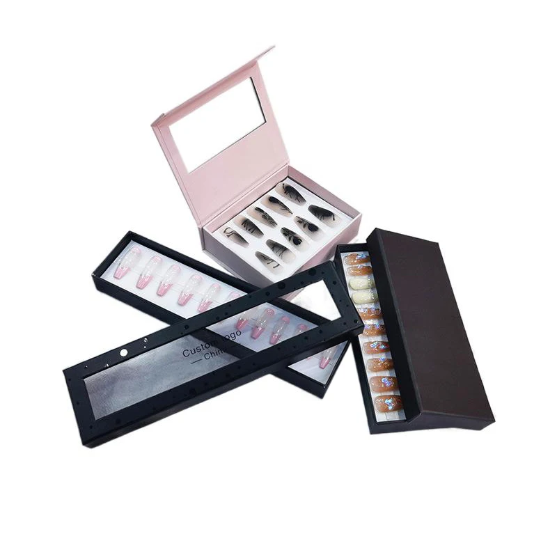 Custom simple black and white french press on nails wearable mini short finished artificial fingernails nails 24pcs/box