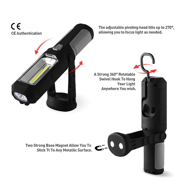 Magnetic Base Hanging Hook High- Performance COB Work Lights