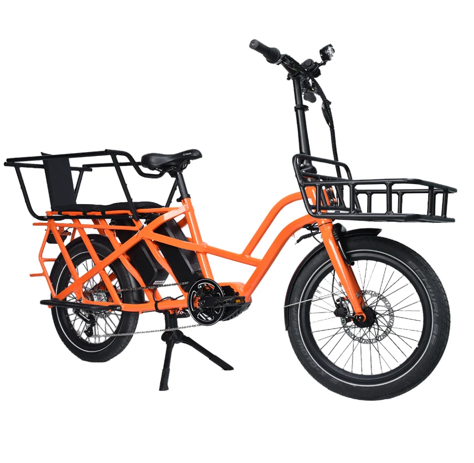 Steel E Bike Mid Motor Electric Adult Trike 3 Wheel  20 Inch Power Bicycle   lithium Battery Mid Drive Cargo Electric bike