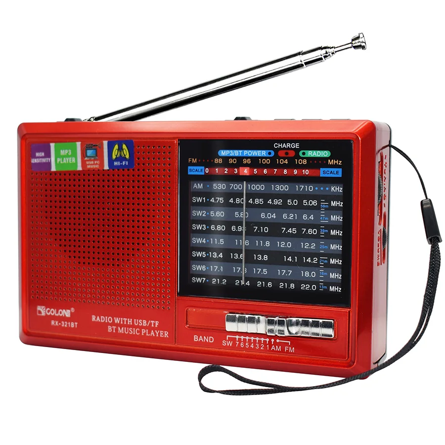 Оптовая продажа ретро портативное радио AM/FM/SW1-7 9 диапазонов с USB-плеером для дома и на открытом