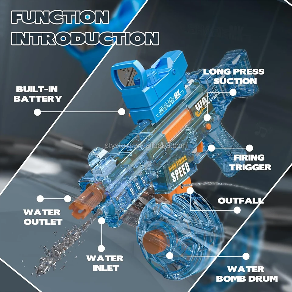 Plastic New Generation UMP45 Electric Water Gun Flame Light Fully Automatic Water Gun Toys For Boys
