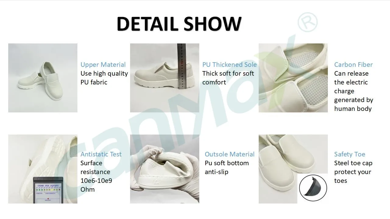 ESD write nurse safety shoes no shoelaces in hospital PU outsole anti-static shoes for cleanroom