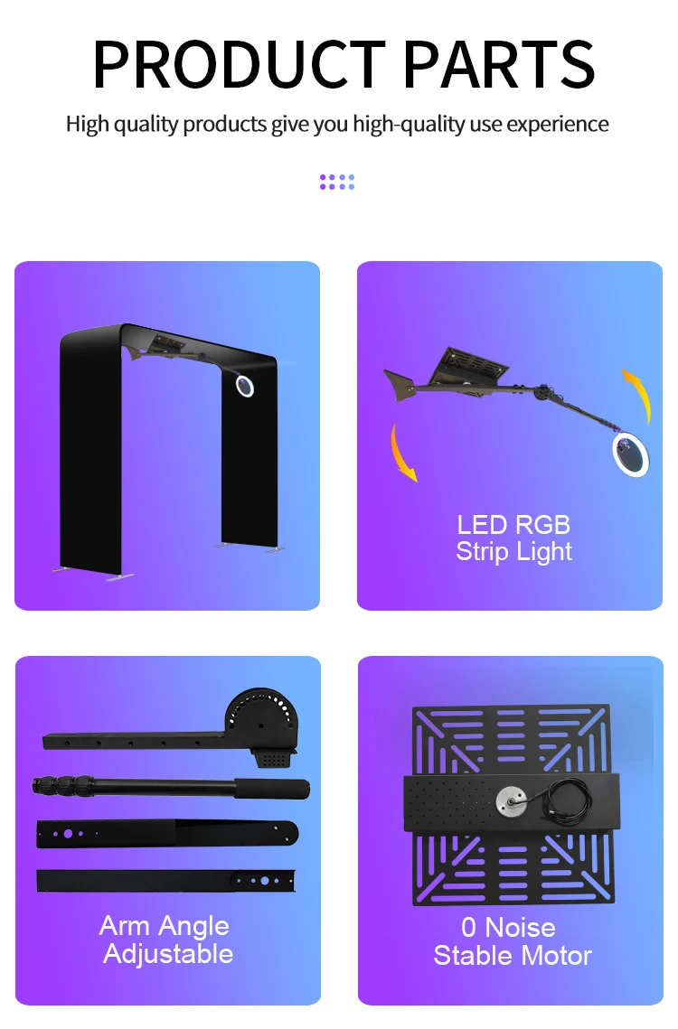 photo booth factory lcd 360 photobooth overhead video spinner support phone