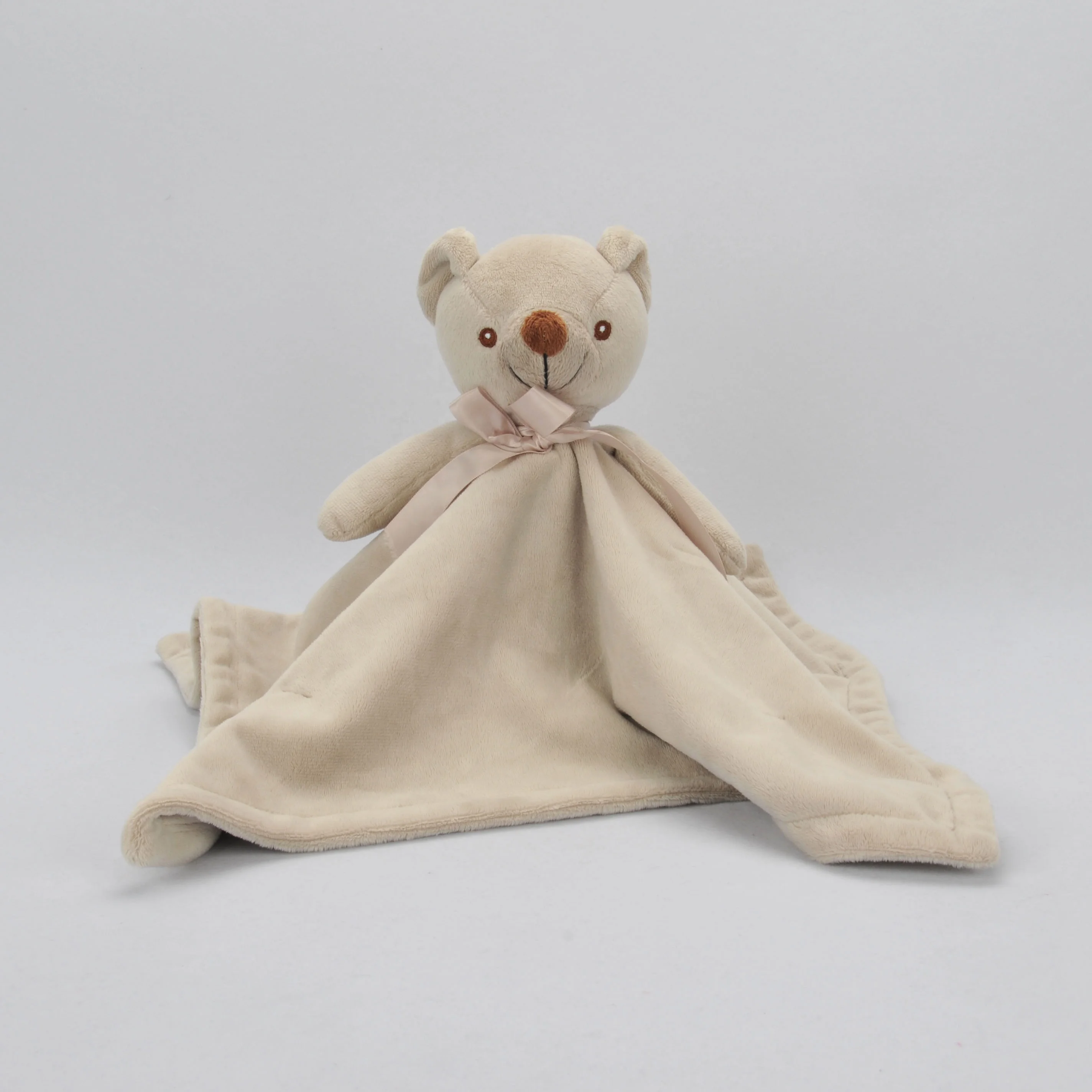 super soft cute bsci oekotex factory head plush animal baby security blanket with teddy bear