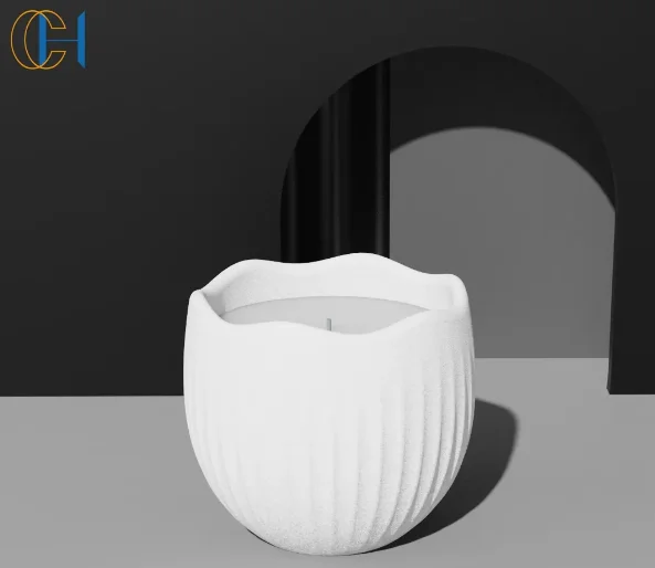 C&H Hot Sale Home Decoration Spiritual Healing Crystal Tulip Ceramic Scented Candle